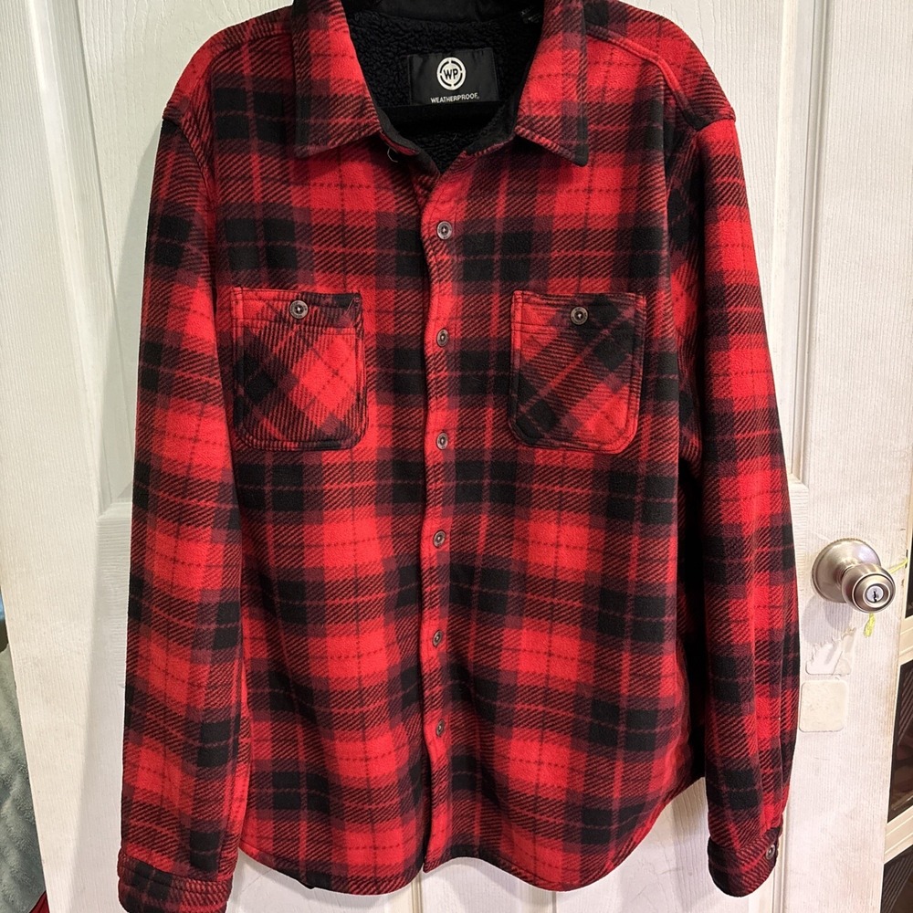 Weatherproof Shirt Jacket Shacket Lined Mens Size XXL  Red/Black Plaid NWOT